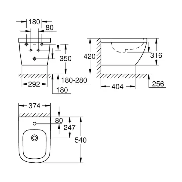 Grohe EuroCeramic Біде підвісне, біле (39208000) Grohe EuroCeramic Біде підвісне, біле (39208000)