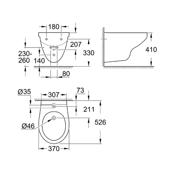 GROHE Биде BAU CERAMIC (39433000) фото 4 Aquada.com.ua