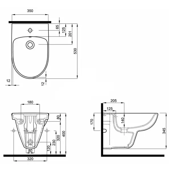 Биде подвесное Kolo Nova Pro M35100000 (M35100000) фото 3 Aquada.com.ua