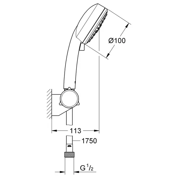 Душовий набір з тримачем, 3 режими струменя Grohe New Tempesta Cosmopolitan (27584002) Душовий набір з тримачем, 3 режими струменя Grohe New Tempesta Cosmopolitan (27584002)