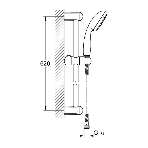 GROHE Душовий гарнітур, 1 режим струменю New Tempesta 100  (27853001) фото 4 Aquada.com.ua