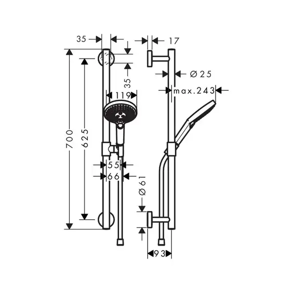 Душевой гарнитур Hansgrohe Raindance Select S 120 3jet (цвет - хром) (26321000) фото 2 Aquada.com.ua Душевой гарнитур Hansgrohe Raindance Select S 120 3jet (цвет - хром) (26321000) фото 2 Aquada.com.ua