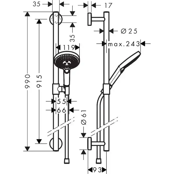 Hansgrohe Raindance Select S 120 Душевой набор 3jet, хром (26323000)