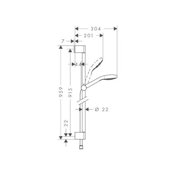 Душевой гарнитур Hansgrohe Croma Select E Vario со штангой 90 см (цвет - хром/белый) (26592400) фото 2 Aquada.com.ua Душевой гарнитур Hansgrohe Croma Select E Vario со штангой 90 см (цвет - хром/белый) (26592400) фото 2 Aquada.com.ua