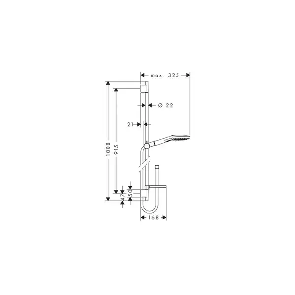 Душевой гарнитур Hansgrohe Raindance Select 120 3jet со штангой 90 см и мыльницей (цвет - хром) (26621000) фото 2 Aquada.com.ua