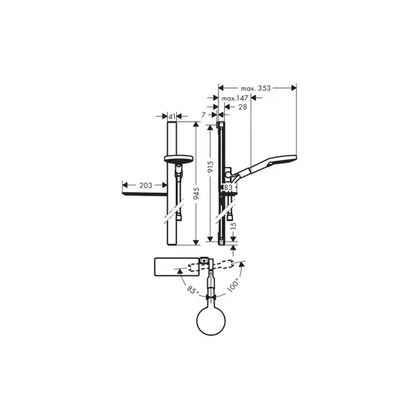 Душевой гарнитур Hansgrohe Raindance Select S (цвет - хром/белый) (27648400) фото 2 Aquada.com.ua Душевой гарнитур Hansgrohe Raindance Select S (цвет - хром/белый) (27648400) фото 2 Aquada.com.ua