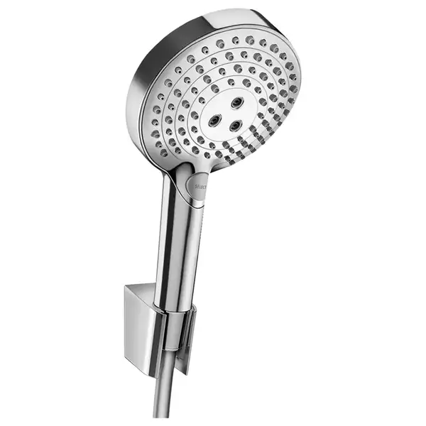 Ручной душ Hansgrohe PowderRain Raindance Select S, 3 типа струи (цвет - хром) с держателем и шлангом 1,25 м (27669000) фото 1 Aquada.com.ua Ручной душ Hansgrohe PowderRain Raindance Select S, 3 типа струи (цвет - хром) с держателем и шлангом 1,25 м (27669000) фото 1 Aquada.com.ua