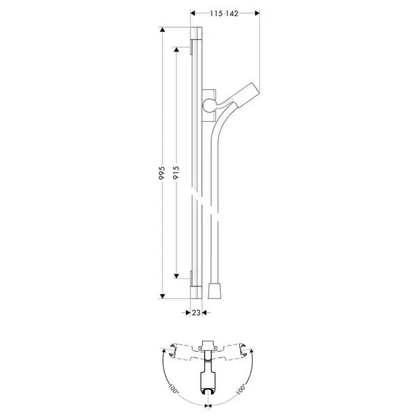 Душевая штанга Hansgrohe PuraVida 90 см со шлангом (цвет - хром) (27844000) фото 2 Aquada.com.ua Душевая штанга Hansgrohe PuraVida 90 см со шлангом (цвет - хром) (27844000) фото 2 Aquada.com.ua