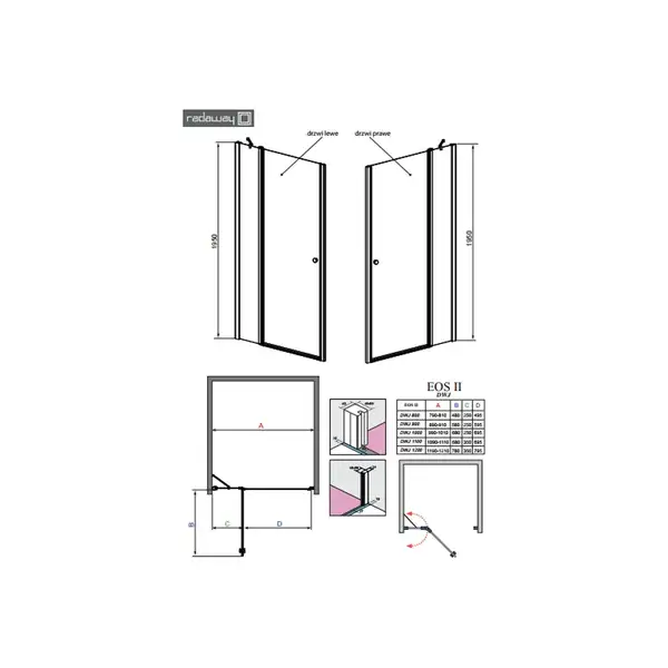 Душевая дверь Radaway Eos II DWJ 110R 110х195 см (профиль - хром; стекло - прозрачное) (3799443-01R) фото 2 Aquada.com.ua