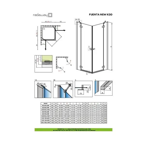 Душевая кабина Radaway Fuenta New KDD 90L (профиль - хром; стекло - прозрачное) (384060-01-01L) фото 2 Aquada.com.ua