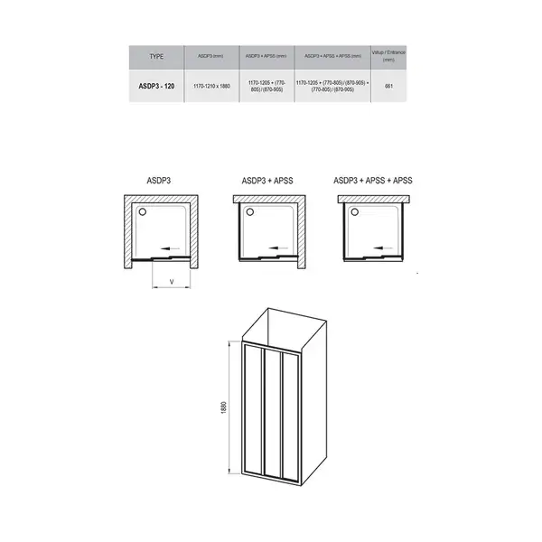Душевые двери Ravak Supernova ASDP3-120 (профиль - белый, стекло - transparent) (00VG0102Z1) фото 2 Aquada.com.ua Душевые двери Ravak Supernova ASDP3-120 (профиль - белый, стекло - transparent) (00VG0102Z1) фото 2 Aquada.com.ua