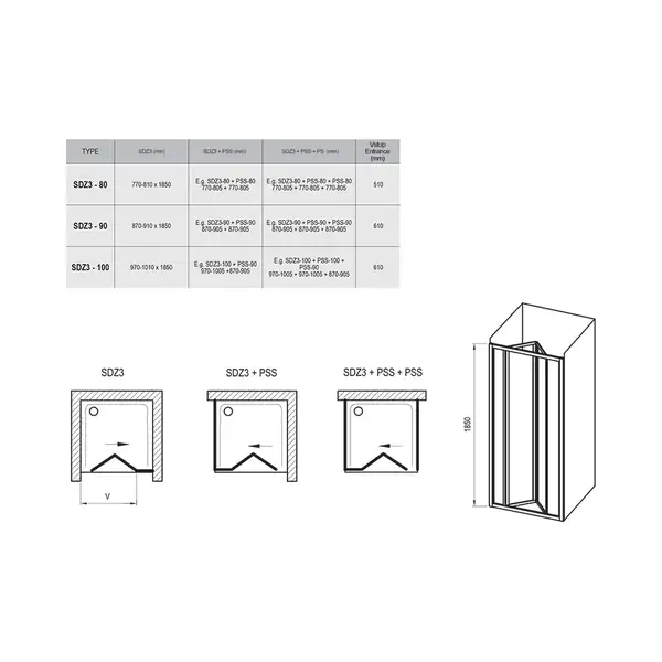 Душевые двери Ravak Supernova SDZ3-80 (профиль - белый, стекло - transparent) (02V40100Z1) фото 2 Aquada.com.ua Душевые двери Ravak Supernova SDZ3-80 (профиль - белый, стекло - transparent) (02V40100Z1) фото 2 Aquada.com.ua