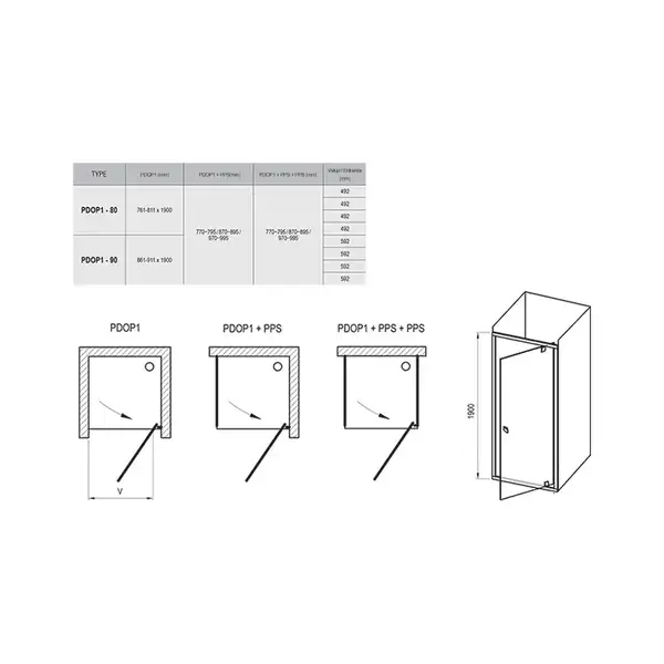 Ravak Pivot PDOP1 900 Душові двері, чорний (03G70300Z1)