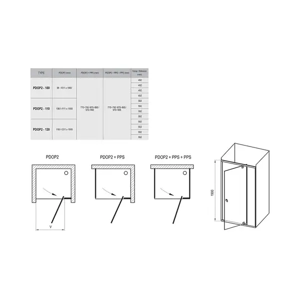 Душевые двери Ravak Pivot PDOP2-100 (профиль - сатин; стекло - Transparent (прозрачный)) (03GA0U00Z1) фото 2 Aquada.com.ua Душевые двери Ravak Pivot PDOP2-100 (профиль - сатин; стекло - Transparent (прозрачный)) (03GA0U00Z1) фото 2 Aquada.com.ua
