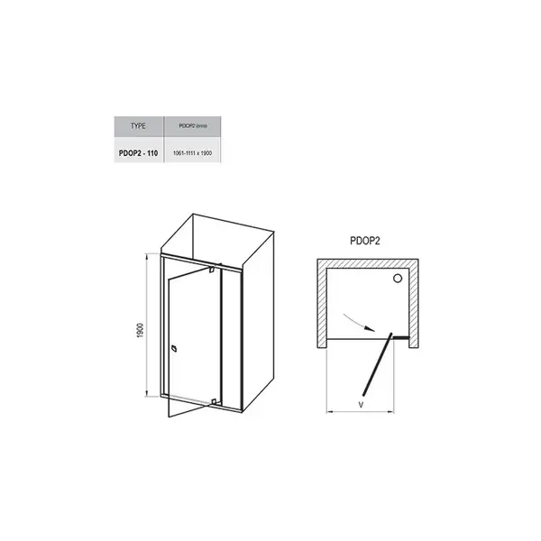 Душевая дверь Ravak Pivot PDOP2 110 х h1900 мм (профиль - чёрный, стекло - прозрачное) (03GD0300Z1) фото 3 Aquada.com.ua Душевая дверь Ravak Pivot PDOP2 110 х h1900 мм (профиль - чёрный, стекло - прозрачное) (03GD0300Z1) фото 3 Aquada.com.ua