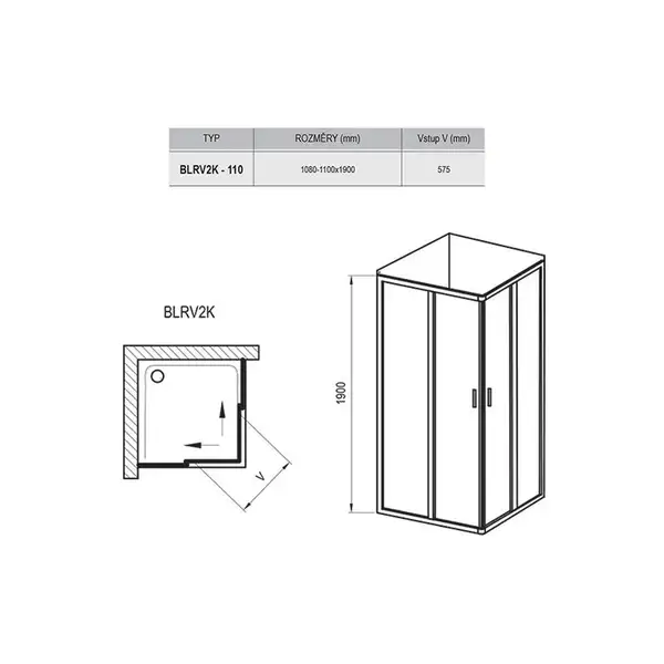 Душевая кабина Ravak Blix BLRV2K-110 (профиль - сатин, стекло - transparent) (1XVD0U00Z1) фото 2 Aquada.com.ua Душевая кабина Ravak Blix BLRV2K-110 (профиль - сатин, стекло - transparent) (1XVD0U00Z1) фото 2 Aquada.com.ua