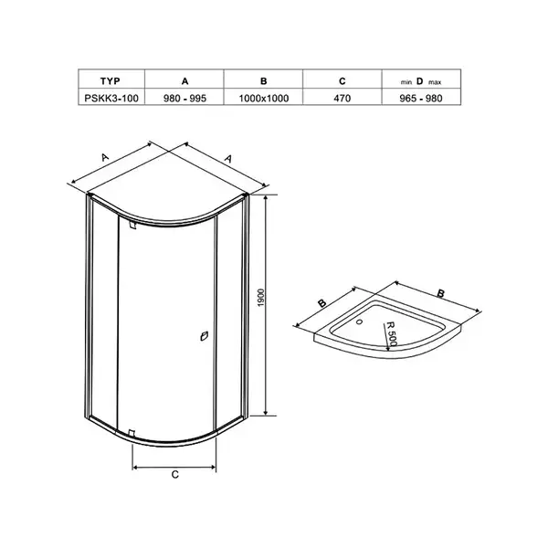 Душевая кабина Ravak Pivot PSKK3 1000 х 1000 х h1900 мм (профиль - чёрный, стекло - прозрачное) (376AA300Z1) фото 3 Aquada.com.ua Душевая кабина Ravak Pivot PSKK3 1000 х 1000 х h1900 мм (профиль - чёрный, стекло - прозрачное) (376AA300Z1) фото 3 Aquada.com.ua