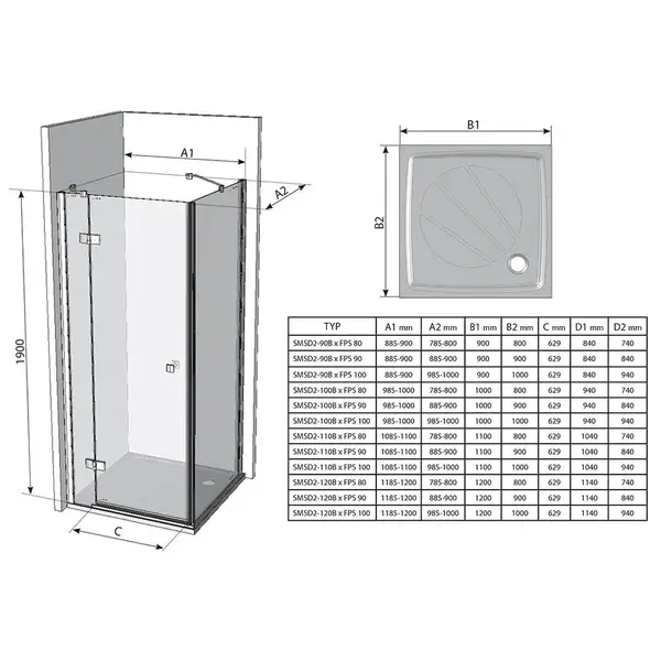 Душевая кабина Ravak SmartLine (профиль - хром; стекло - Transparent (прозрачный)) SMSD2-120, h=1900 мм, правый вариан (9SL40A00Z1) фото 2 Aquada.com.ua Душевая кабина Ravak SmartLine (профиль - хром; стекло - Transparent (прозрачный)) SMSD2-120, h=1900 мм, правый вариан (9SL40A00Z1) фото 2 Aquada.com.ua