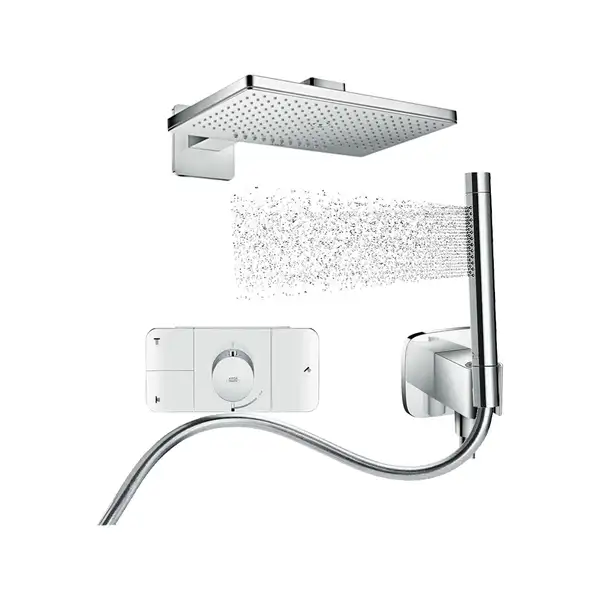 AXOR Душевая система скрытого монтажа с термостатом Аxor ShowerSolutions 460 х 300 2jett (наружная и скрытые части) (35275001) фото 1 Aquada.com.ua