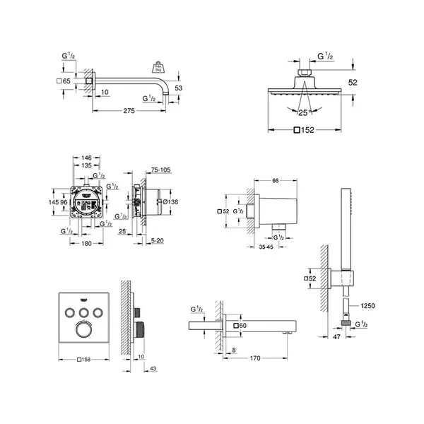 GROHE Набор скрытого монтажа Smartcontrol Cube (23409SC2) (23409SC2) фото 2 Aquada.com.ua