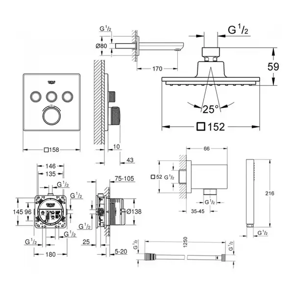 GROHE Набор скрытого монтажа Smartcontrol Cube (23409SC2)
