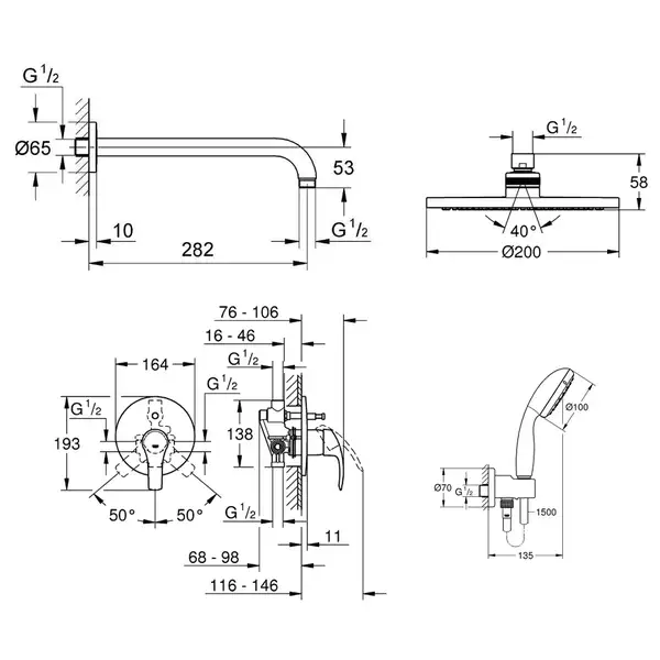 GROHE Набор скрытого монтажа для душа Eurosmart (25183004) фото 2 Aquada.com.ua GROHE Набор скрытого монтажа для душа Eurosmart (25183004) фото 2 Aquada.com.ua