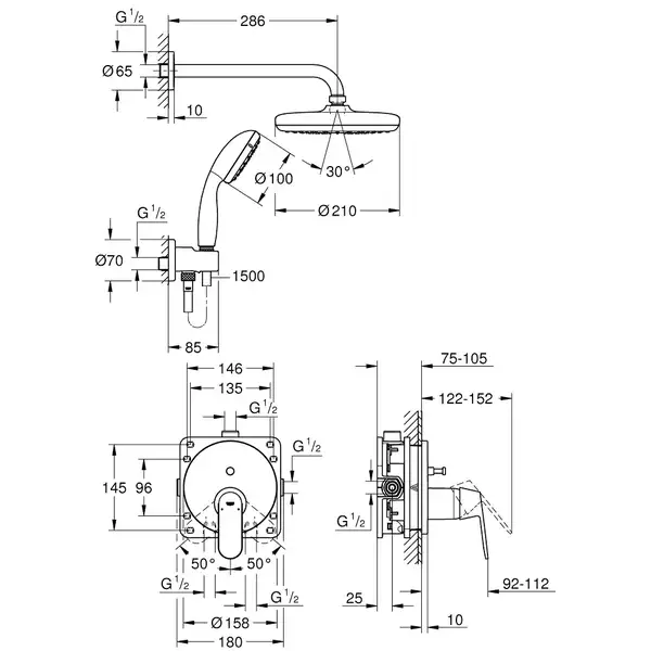 Душова система прихованого монтажу зі змішувачем Grohe Eurosmart Cosmopolitan (25219001) Душова система прихованого монтажу зі змішувачем Grohe Eurosmart Cosmopolitan (25219001)