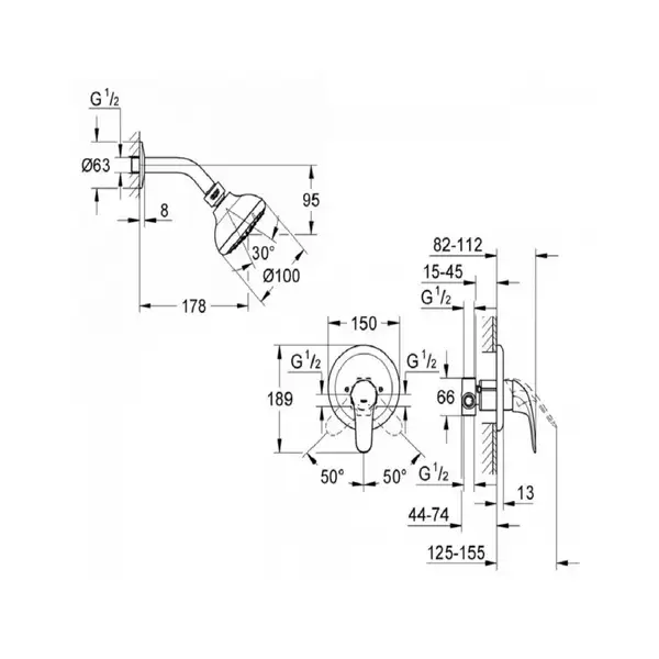 Душовий комплект прихованого монтажу Grohe EX Euroeco New (26000004) Душовий комплект прихованого монтажу Grohe EX Euroeco New (26000004)