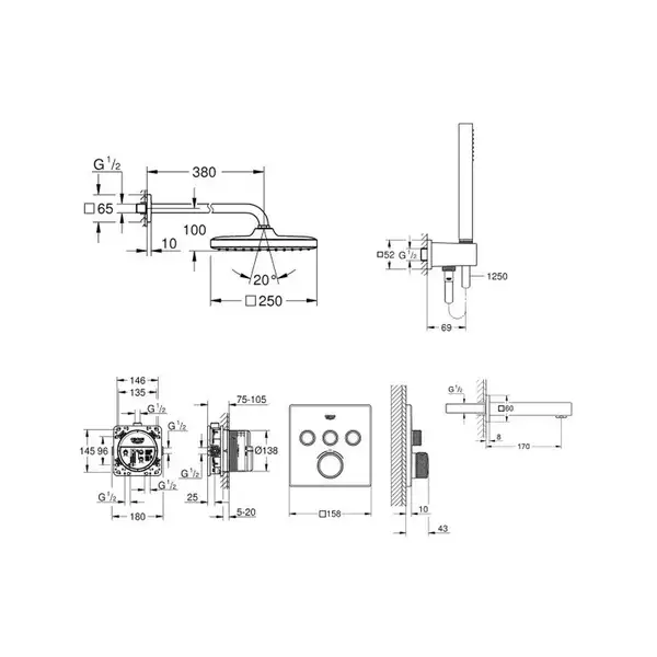 Душевая система Grohe Grohtherm SmartControl 26415SC2