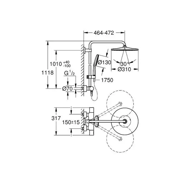 Душевая система Grohe Rainshower Smartactive 26647000 фото 2 Aquada.com.ua Душевая система Grohe Rainshower Smartactive 26647000 фото 2 Aquada.com.ua