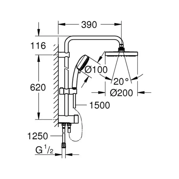 GROHE Душова система Flex із перемикачем настінного монтажу Tempesta Cosmopolitan System 200 (27394002) фото 2 Aquada.com.ua GROHE Душова система Flex із перемикачем настінного монтажу Tempesta Cosmopolitan System 200 (27394002) фото 2 Aquada.com.ua