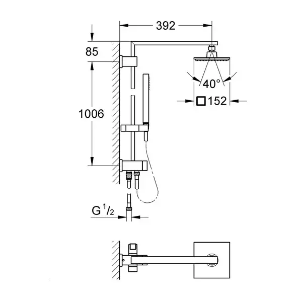 Grohe Euphoria Cube System 152, душевая система, хром (27696000)