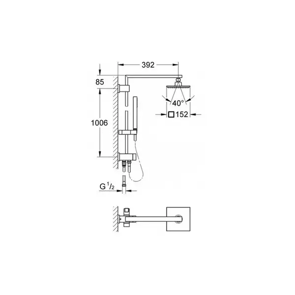 Grohe Euphoria Cube System 152, душевая система, хром (27696000)
