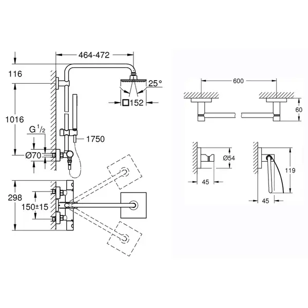 Комплект Grohe душевая система Euphoria 27932000 + набор аксессуаров Essentials 40775001 (2793200040775000) Комплект Grohe душевая система Euphoria 27932000 + набор аксессуаров Essentials 40775001 (2793200040775000)