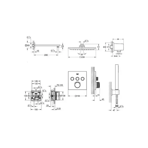 Набір для душу/ванни прихованого монтажу Grohe SmartControl (34506SC2)