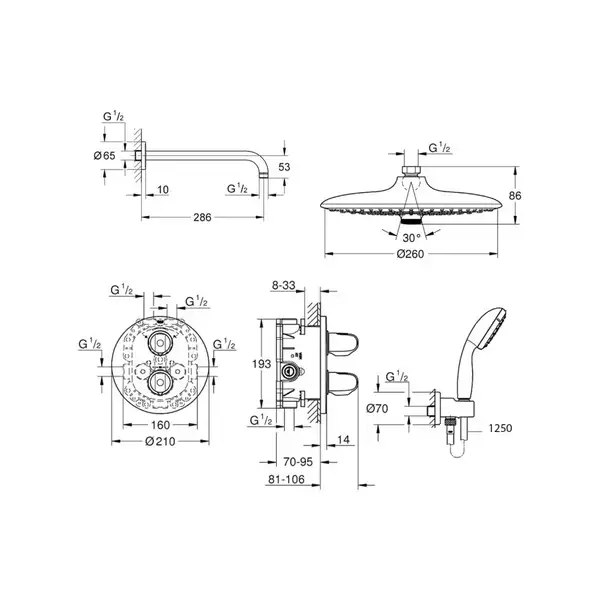 Душевая система скрытого монтажа Grohe (цвет - хром) (3461400A) фото 3 Aquada.com.ua Душевая система скрытого монтажа Grohe (цвет - хром) (3461400A) фото 3 Aquada.com.ua