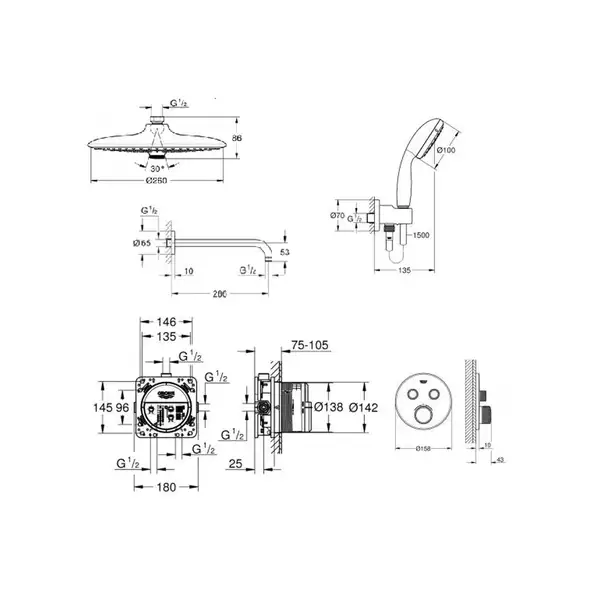 GROHE Душевая система GROHTHERM SMARTCONTROL (34614SC1) GROHE Душевая система GROHTHERM SMARTCONTROL (34614SC1)