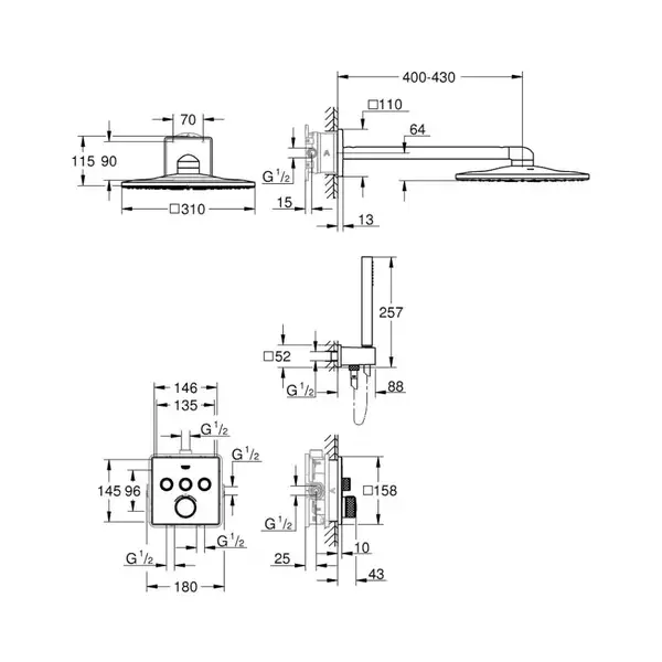 Комплекти для душа / ванни Grohe Grohtherm SmartControl (34706000)