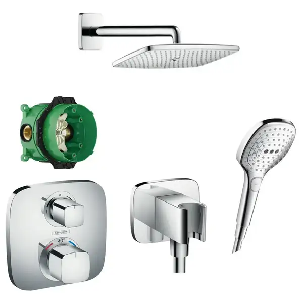 Душевая система скрытого монтажа с термостатом Hansgrohe Ecostat (цвет - хром) (15708000+27376000+01800180+26485000+26520000+2827600) фото 2 Aquada.com.ua