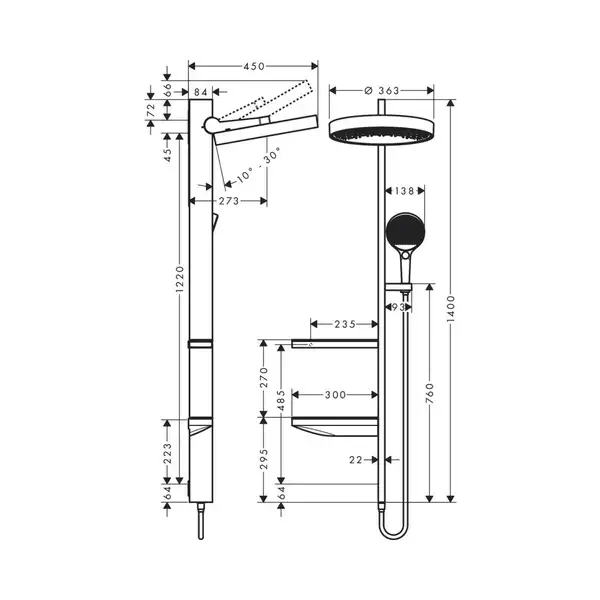 Hansgrohe Rainfinity Showerpipe 360 1jet, хром (26842000)