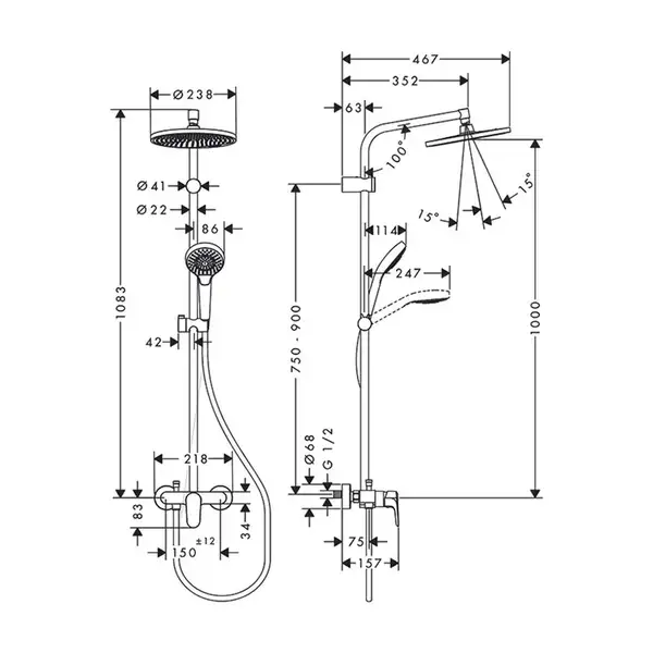 Душевая система Hansgrohe Crometta S 240 1jet (цвет - хром) (26875000) фото 2 Aquada.com.ua Душевая система Hansgrohe Crometta S 240 1jet (цвет - хром) (26875000) фото 2 Aquada.com.ua