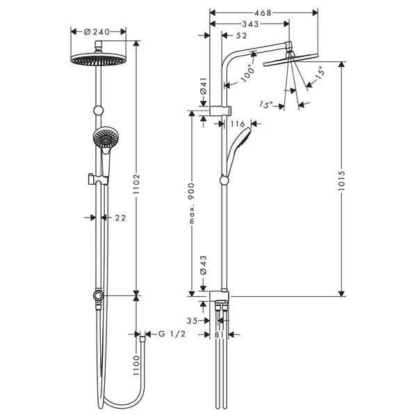 Душевой гарнитур Hansgrohe Crometta S 240 (цвет - хром) (26876000) фото 2 Aquada.com.ua Душевой гарнитур Hansgrohe Crometta S 240 (цвет - хром) (26876000) фото 2 Aquada.com.ua