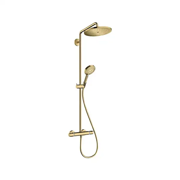 Душева система с термостатом Hansgrohe Croma Select S Showerpipe 280 1jet (цвет - полированное золото) (26890990) фото 1 Aquada.com.ua