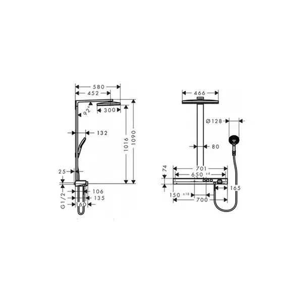 Душевая система с термостатом Hansgrohe Rainmaker Select 460 Showerpipe 2jet (цвет - хром/белый) (27109400) фото 4 Aquada.com.ua Душевая система с термостатом Hansgrohe Rainmaker Select 460 Showerpipe 2jet (цвет - хром/белый) (27109400) фото 4 Aquada.com.ua