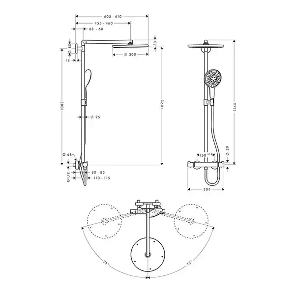 Душевая система с термостатом Hansgrohe Raindance S Showerpipe 300 1jet (цвет - хром) (27114000) фото 2 Aquada.com.ua Душевая система с термостатом Hansgrohe Raindance S Showerpipe 300 1jet (цвет - хром) (27114000) фото 2 Aquada.com.ua