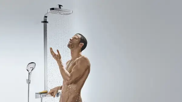 Душевая система с термостатом Hansgrohe Raindance E Showerpipe 300 2jet с ShowerTablet Select 300 (цвет - хром) (27126000) фото 3 Aquada.com.ua Душевая система с термостатом Hansgrohe Raindance E Showerpipe 300 2jet с ShowerTablet Select 300 (цвет - хром) (27126000) фото 3 Aquada.com.ua