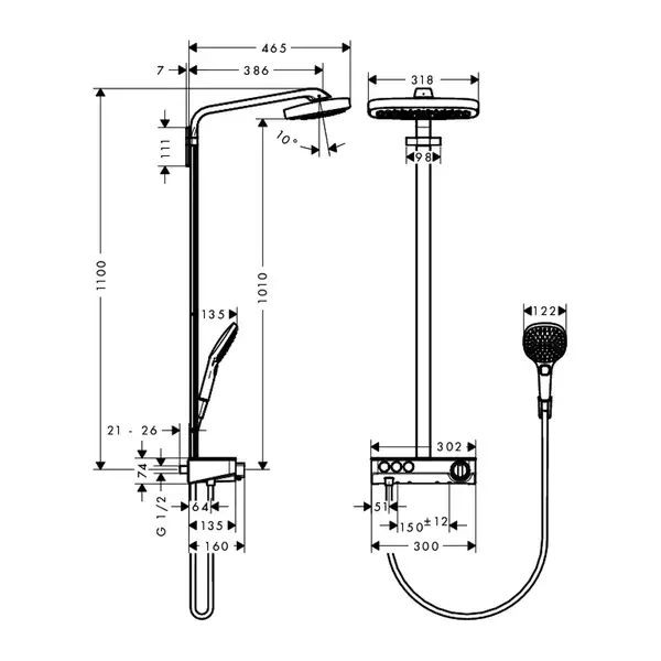 HANSGROHE Душевая система с термостатом ShowerTablet Raindance Select E Air 3jet 300 Showerpipe (27127000) фото 2 Aquada.com.ua HANSGROHE Душевая система с термостатом ShowerTablet Raindance Select E Air 3jet 300 Showerpipe (27127000) фото 2 Aquada.com.ua