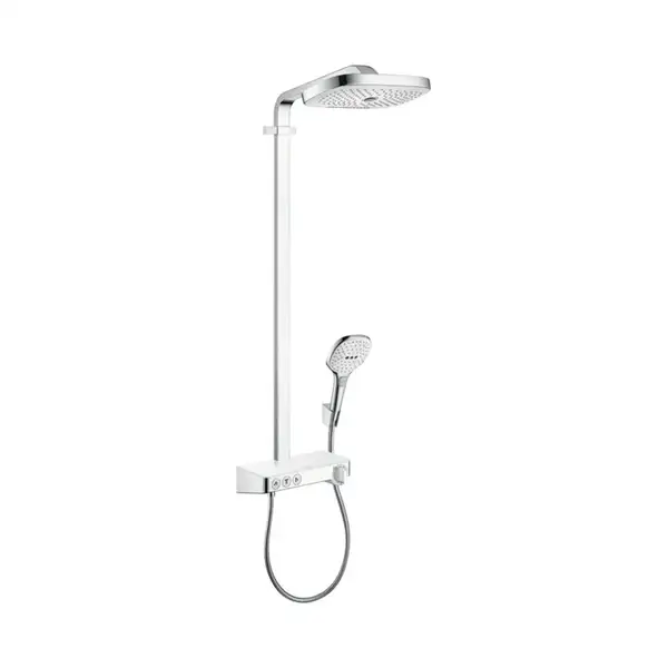 Душевая система с термостатом Hansgrohe Raindance E Showerpipe 300 3jet с ShowerTablet Select 300 (цвет - хром/белый) (27127400) фото 1 Aquada.com.ua