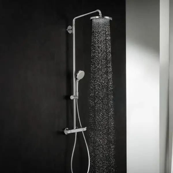 Душова система Hansgrohe Croma 220 1jet Showerpipe з термостатом, хром (27185000) Душова система Hansgrohe Croma 220 1jet Showerpipe з термостатом, хром (27185000)