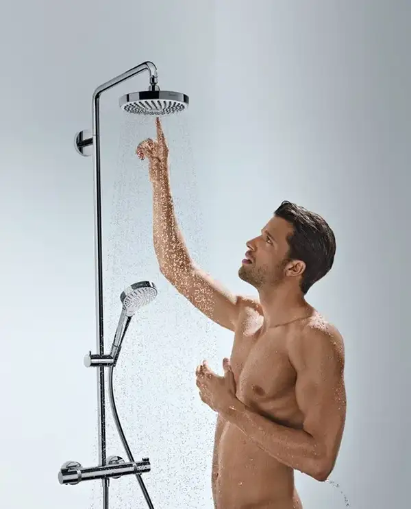 Душевая система с термостатом Hansgrohe Croma Select S Showerpipe 180 2jet (цвет - хром/белый) (27253400) фото 3 Aquada.com.ua